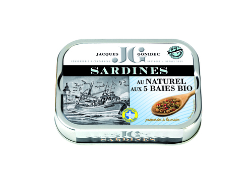 Sardines au naturel aux 5 baies bio / Natural sardines with 5 organic berries