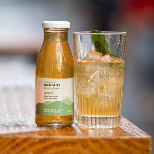 Infusion glacée : menthe poivrée et jus de pomme / Iced Herbal Tea : peppermint & apple juice
