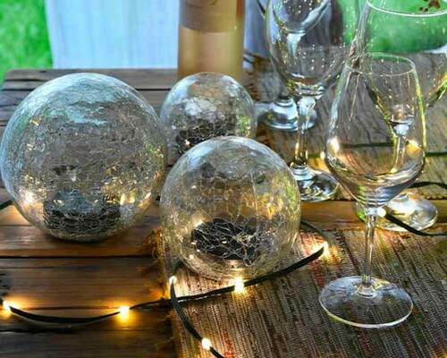 JFBS01 - 3 BOULES VERRE CLAIRE SOLAIRE LED