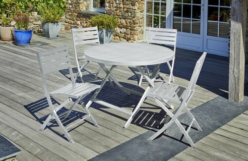 Ensemble repas de jardin 4 places MARIUS 110x110 cm - GRIS