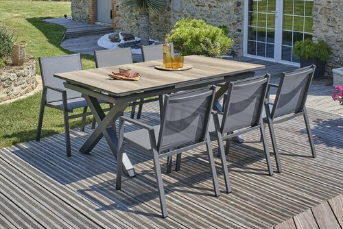Ensemble repas de jardin 6 places FLORIDE HPL - ANTHRACITE