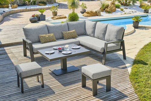Ensemble repas de jardin IBIZA 7 places - GRIS ANTHRACITE