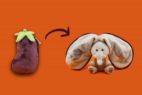 Peluche Velvet aubergine-éléphant - Flipetz