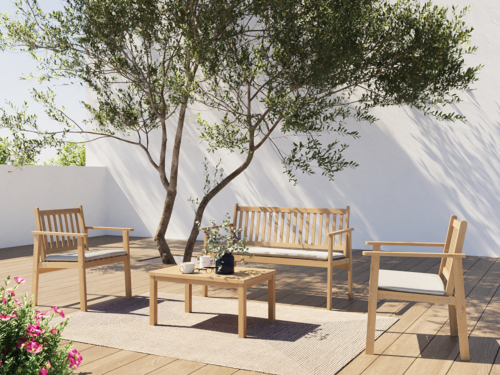 Salon de jardin RIO 4 places en bois d'acacia blanchi