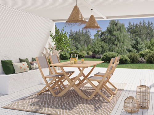 Ensemble repas de jardin RIMINI 4 places en bois d'acacia