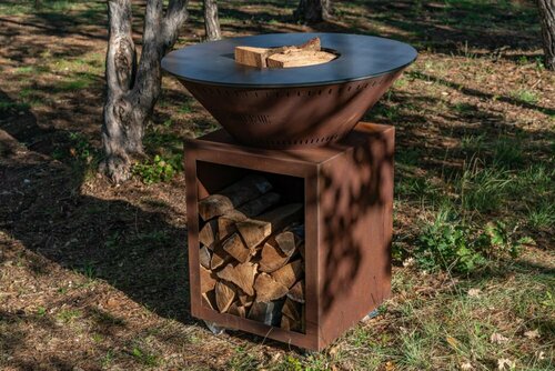 BRASERO PLANCHA CLASSIQUE 80 x 90 DOUBLE CUVE CORTEN