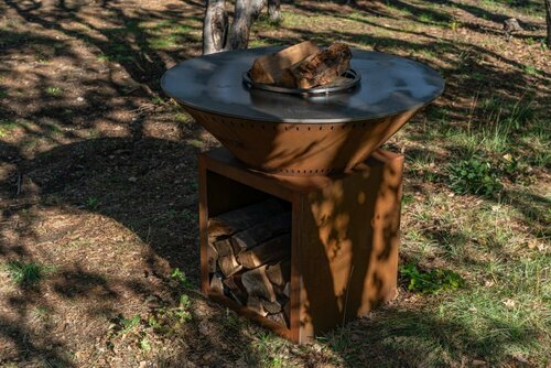 BRASERO PLANCHA CLASSIQUE 100 X 90 DOUBLE CUVE CORTEN