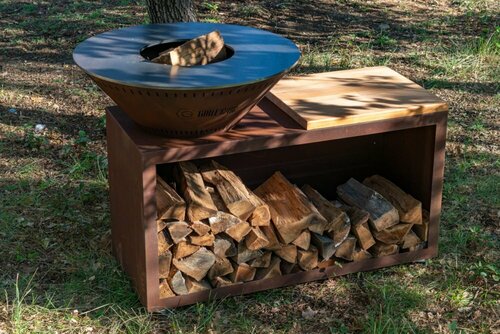 BRASERO PLANCHA TRADITIONNEL 80 X 90 DOUBLE CUVE CORTEN
