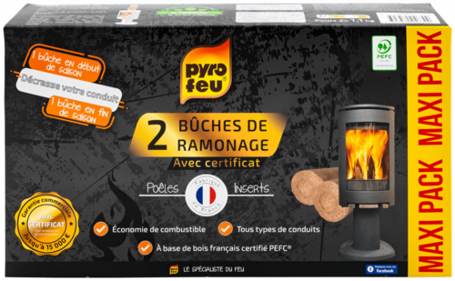Bûche de ramonage x2 avec certificat