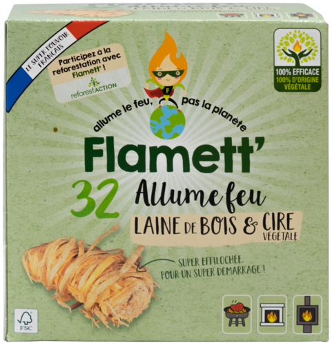 Allume Feu laine de bois x32 - Flamett'