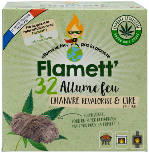 Allume Feu x32 rouleaux de chanvre - Flamett'