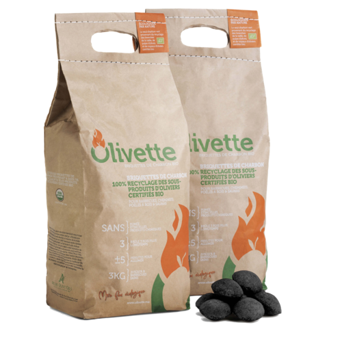Charbon écologique à base de noyaux d'olives