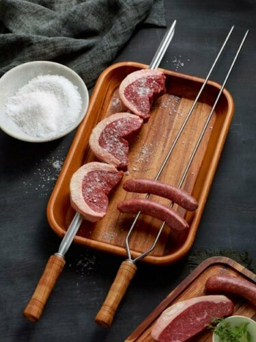 Brochette large Churrasco. 1pc. Inox et bois 85cm.