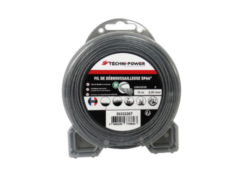 FIL DE DEBROUSSAILLEUSE ONDULE SP66 Ø 2 MM 15 M TECHNI-POWER