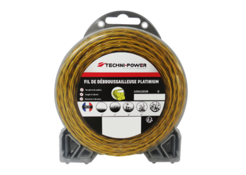 FIL DE DEBROUSSAILLEUSE TORSADE Ø2,4MM/15M TECHNI-POWER