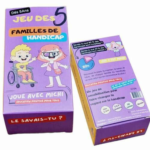 Sensibilisation ludique aux handicaps : jeu de cartes des 5 familles de handicap