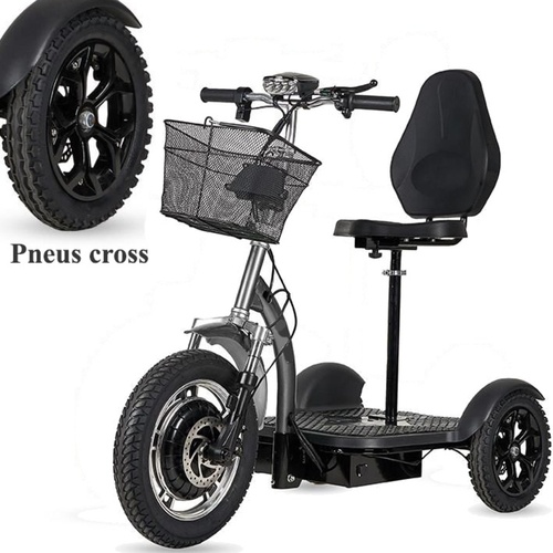 TRIBO 500 watts pneus cross tricycle électrique 3 roues pour séniors et PMR stable