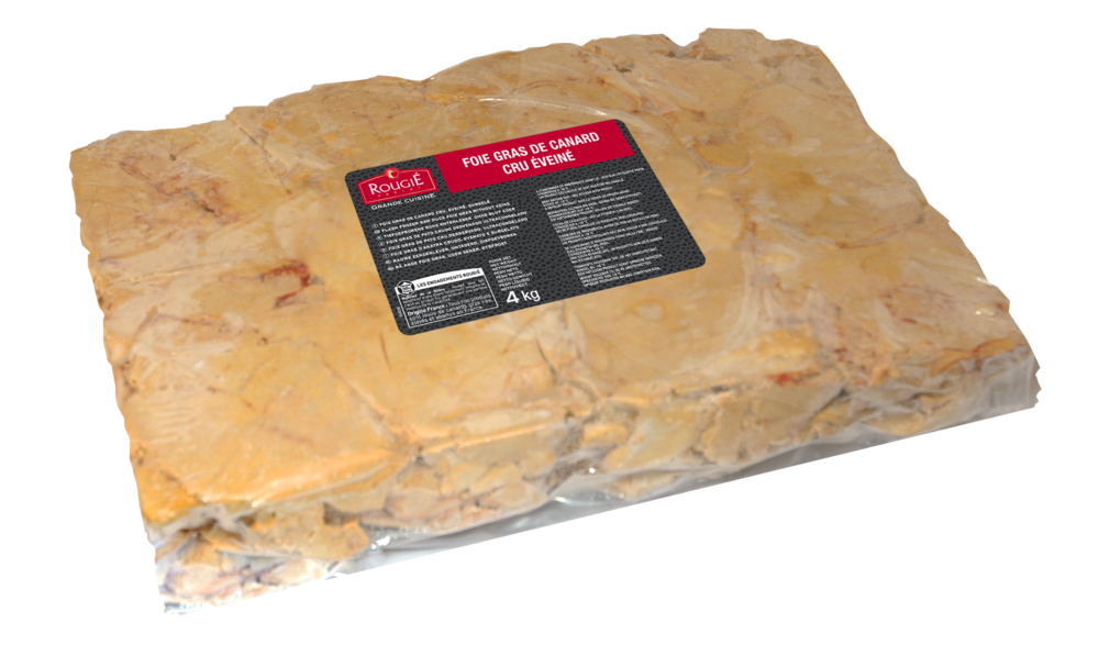 FOIE GRAS DE CANARD CRU DEVEINE ET SURGELE PLAQUE 4KG