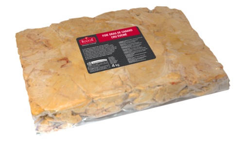 FOIE GRAS DE CANARD CRU DEVEINE ET SURGELE PLAQUE 4KG