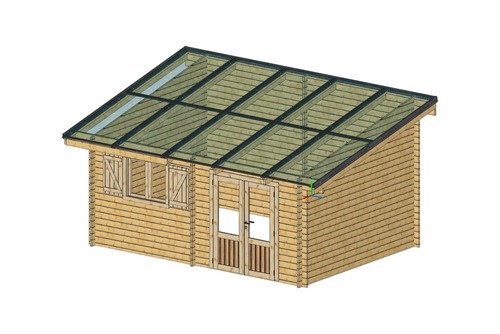 ABRI MADRIERS 42 mm AVEC 10 PANNEAUX SOLAIRES - 5KWc - HABRITA