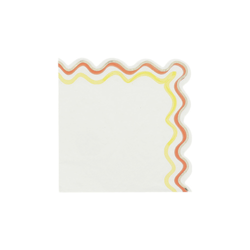 16 Serviettes Fizz Papier Crème, Orange, Jaune et Or 33x33cm - 3 Plis