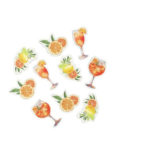 12 Confettis Cocktails Bois Orange et Jaune De 3 à 5cm