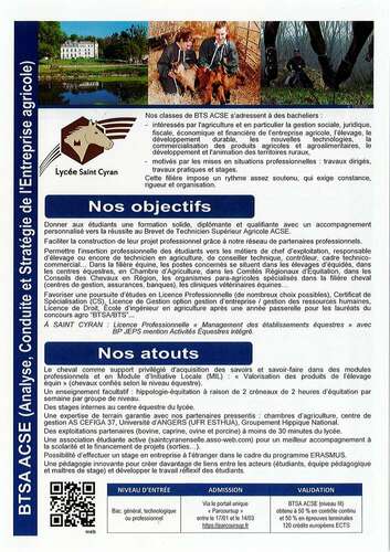 BTSA ACSE en formation initiale ou par apprentissage