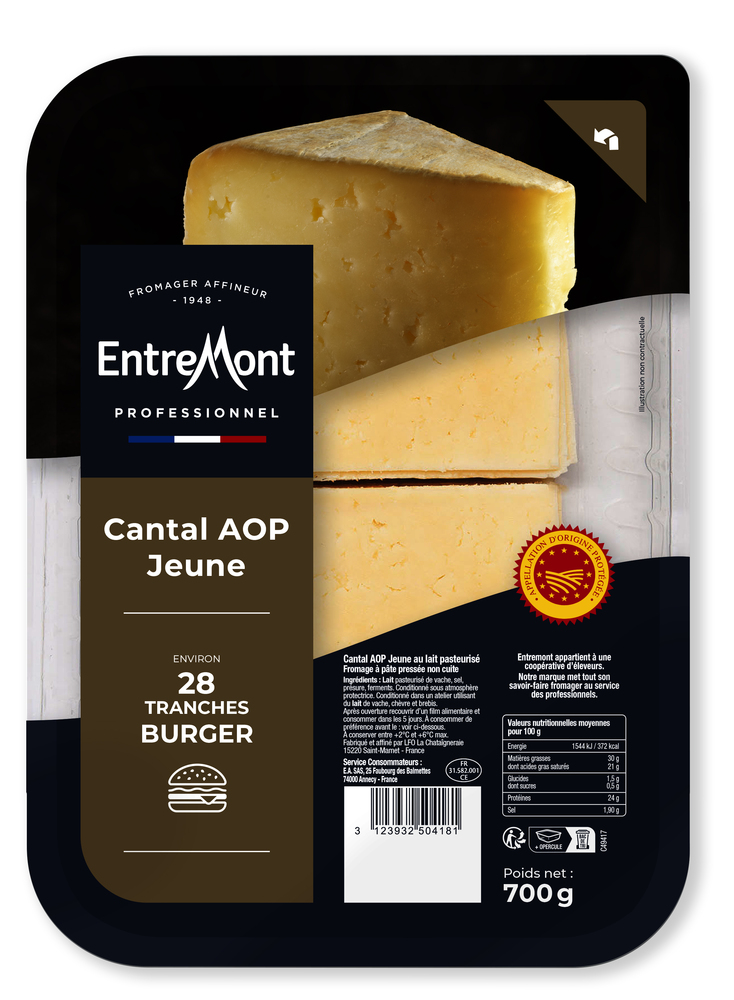 Tranche cantal jeune 30% AOP 25 g Entremont Professionnel | 296632