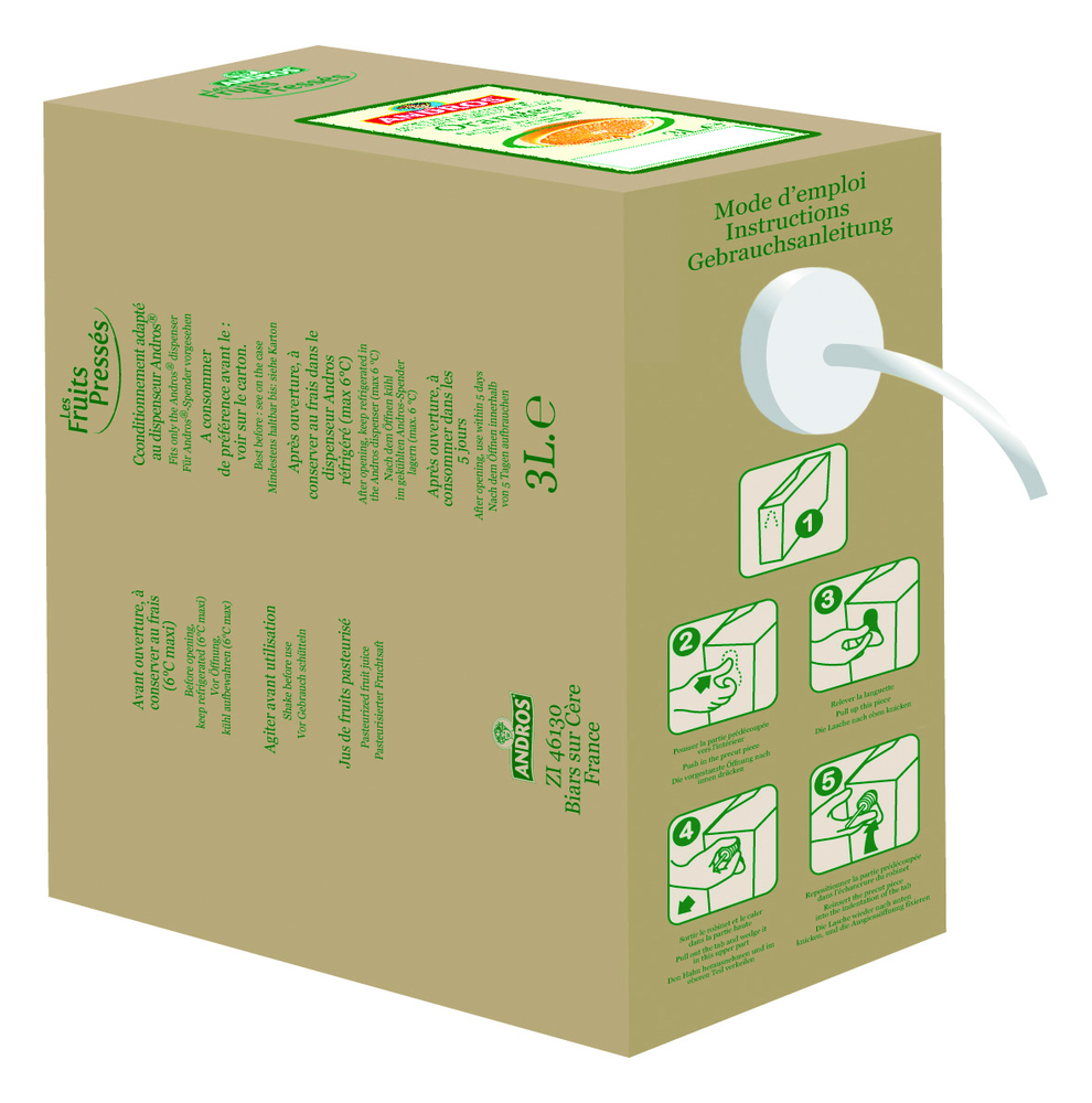 Jus d'orange pressé 100% pur jus 10 L Andros | 56594