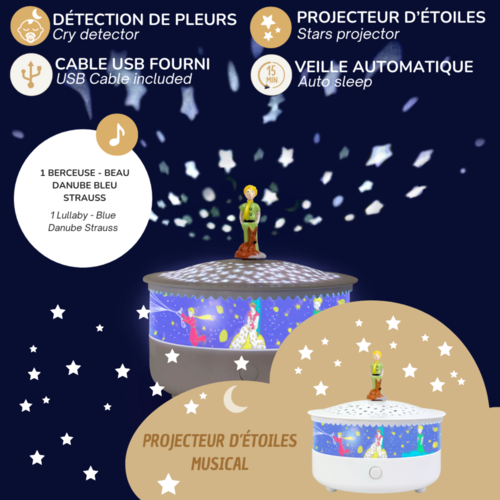 TROUSSELIER créateur français - Veilleuse - Projecteur d'Etoiles le Petit Prince©