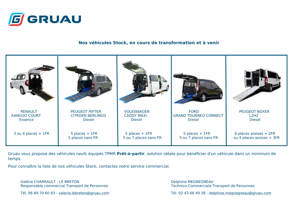 Nos véhicules Stock, en cours de transformation et à venir