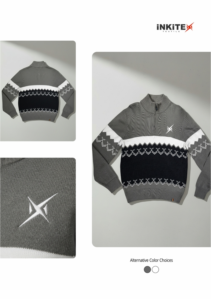 Knitted Sweater With a half zip