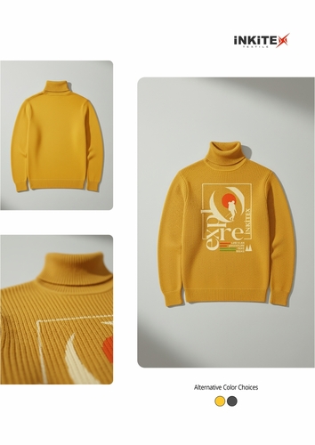 Long-sleeved knitted sweater with a turtleneck