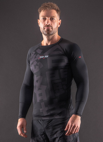 RASHGUARD MANCHES LONGUES BAR TACK «KUROGANE 黒鉄» - NOIR