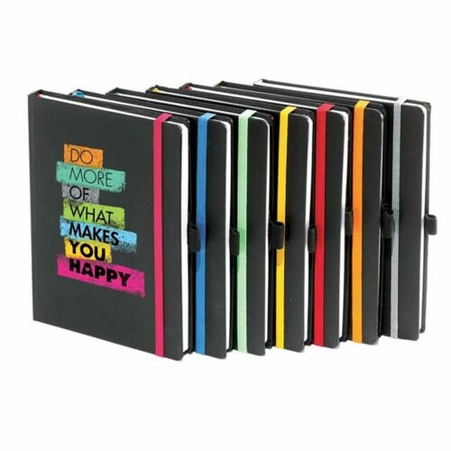 PANTERA A5 Notebook – Black with Colored Bands