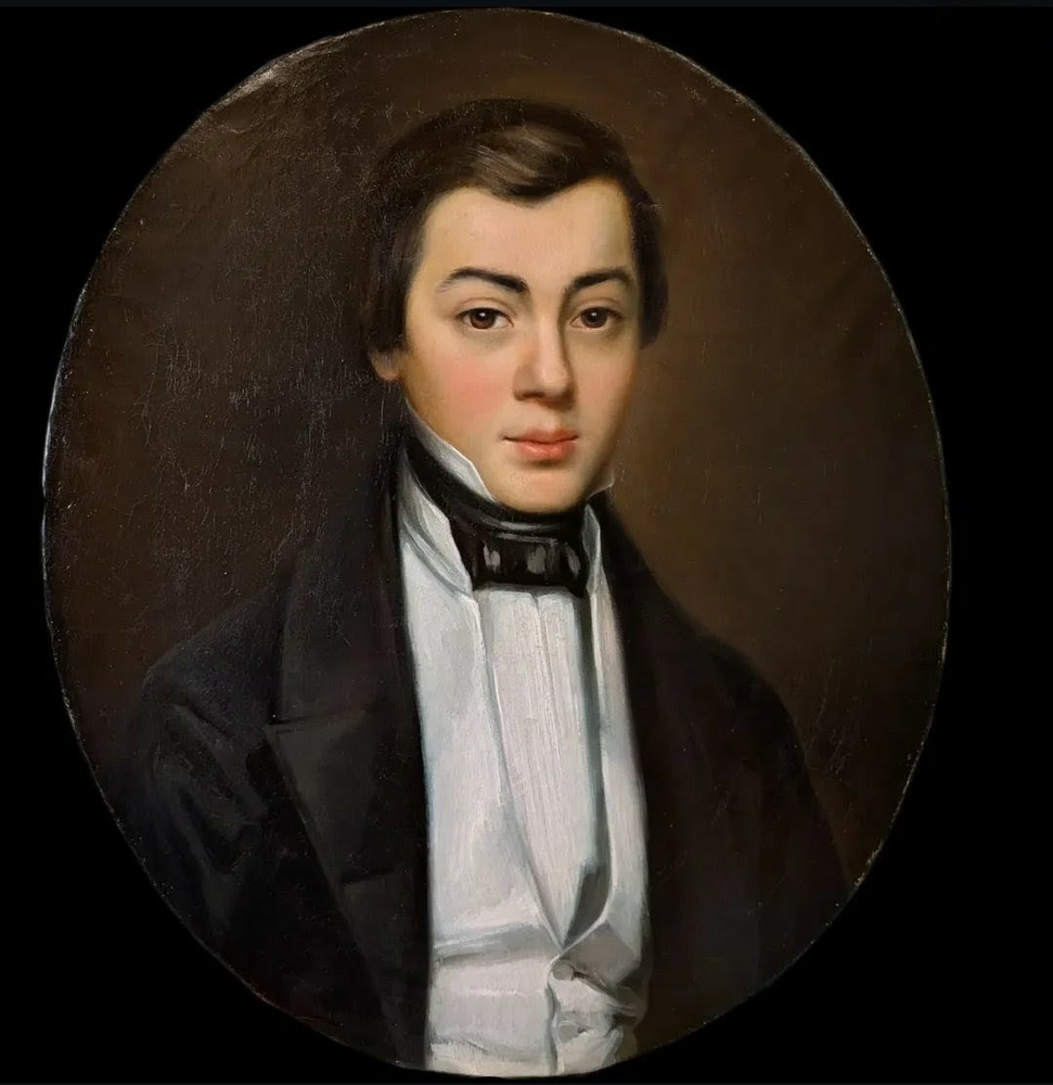 Après restauration complète d'un portrait de jeune homme (portrait de famille)