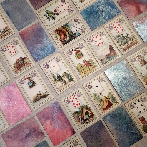jeu oracle artisanal du Petit Lenormand 36 cartes, dos peint