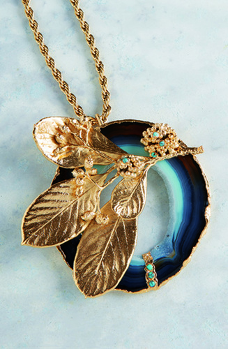 Collier agate turquoise et cotoneaster