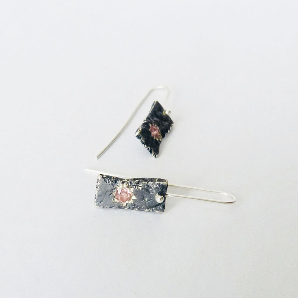 NObijoux - Boucles d'oreilles en argent recyclé et tourmalines roses