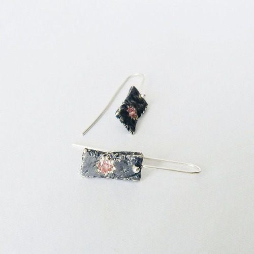 NObijoux - Boucles d'oreilles en argent recyclé et tourmalines roses