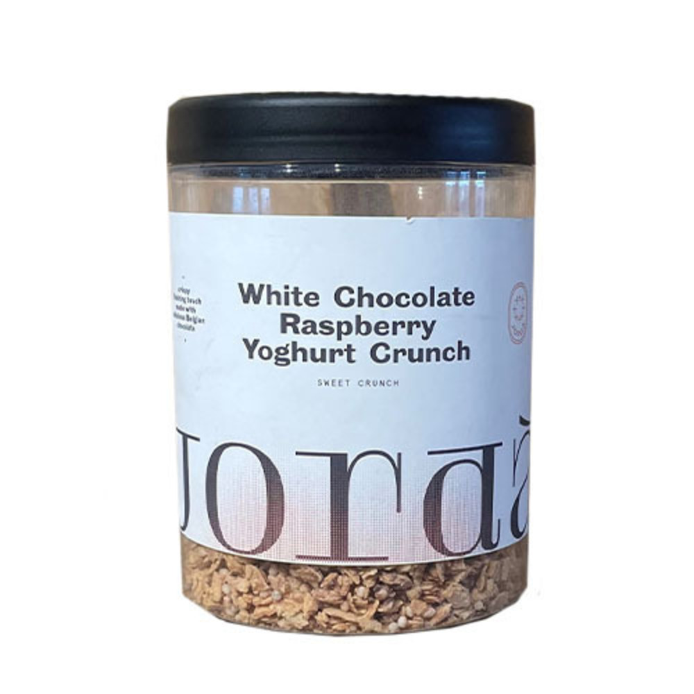 269897 Crumble chocolat blanc, framboise et yaourt en pot 400 g JORDA