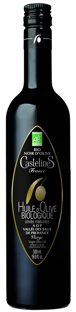 203612 Huile d'olive vierge noire AOP BIO en bouteille 50 cl CASTELINES