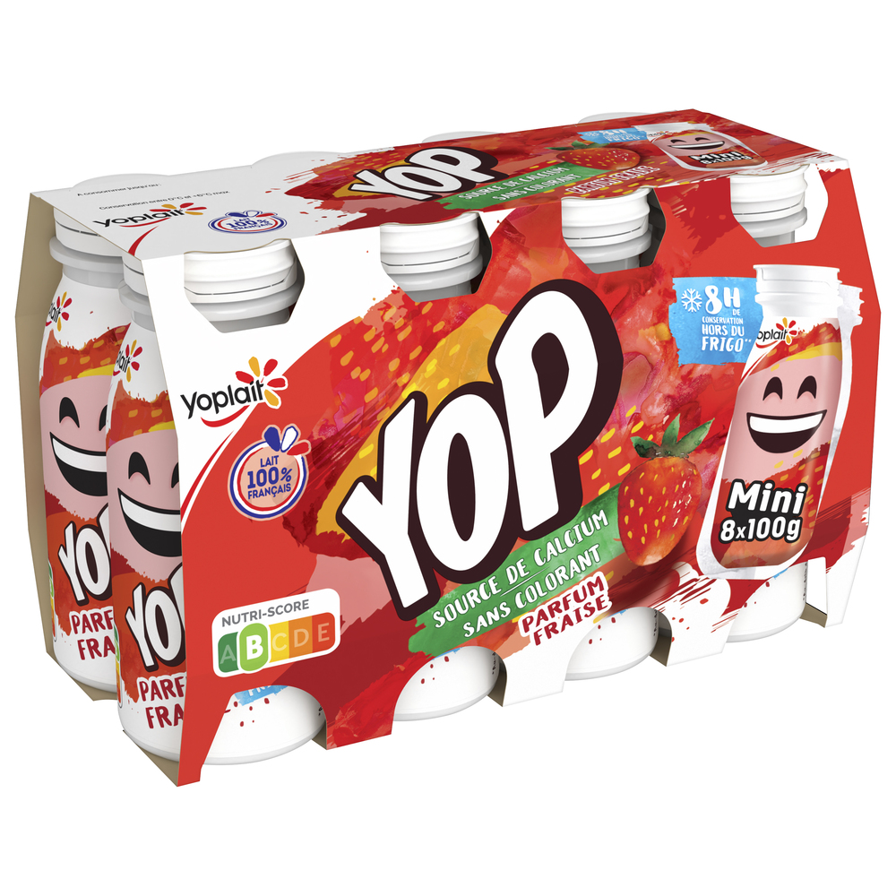 Mini Yop aromatisé fraise 100g x8