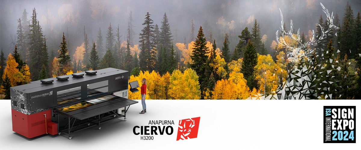 Impresora híbrida de gran formato Anapurna Ciervo H3200 de AGFA