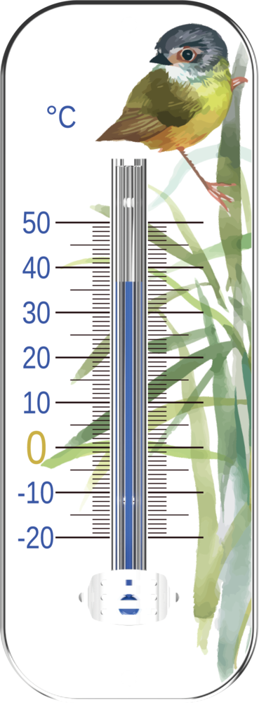 THERMOMETRE EN METAL 19CM DECOR OISEAU