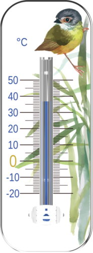 THERMOMETRE EN METAL 19CM DECOR OISEAU