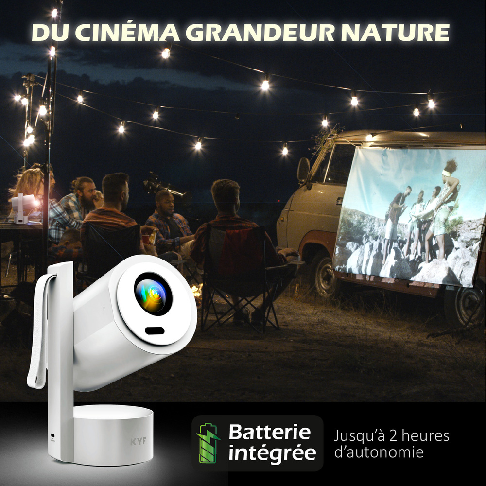 Vidéoprojecteur Android 13 Full HD 1080p, Portable & Rechargeable – 220 ANSI Lumens, Batterie 5000mAh