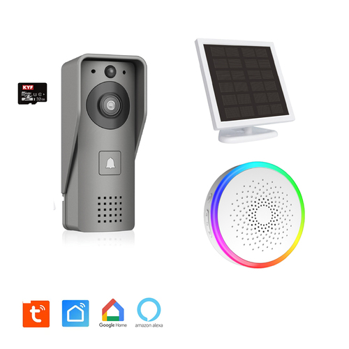 Portier Vidéo Solaire connecté Wifi avec Carillon intérieur 60 mélodies – Contrôle vocal