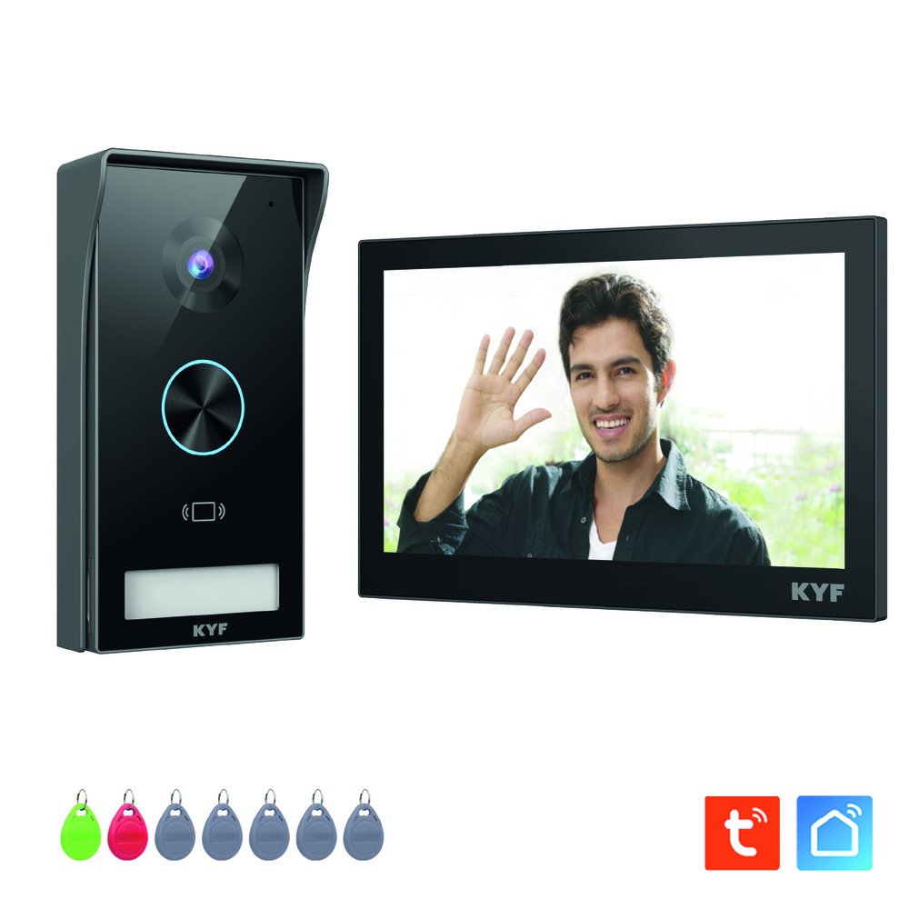 Portier Vidéo HD 2MP filaire connecté Wifi avec Ecran tactile 7' – 2 fils – Badge RFID KYF-DOOR-006