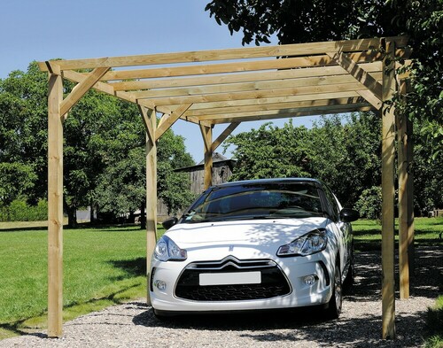 Carport ALEX 5x3 m poteaux 9x9 cm, sans couverture